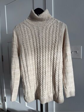 croft & barrow Neutral Cable-Knit Turtleneck Sweater